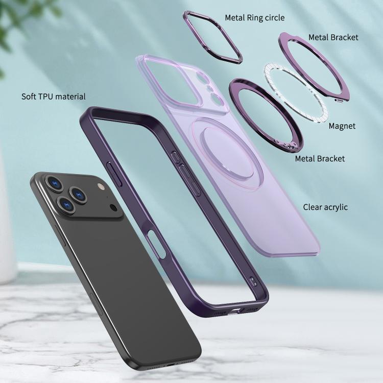 For iPhone 17 Pro Max kalebol MagSafe Metal Ring Holder Phone Case(Dark Purple) by Kalebol