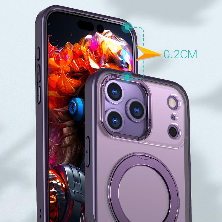 For iPhone 17 Pro Max kalebol MagSafe Metal Ring Holder Phone Case(Dark Purple) by Kalebol