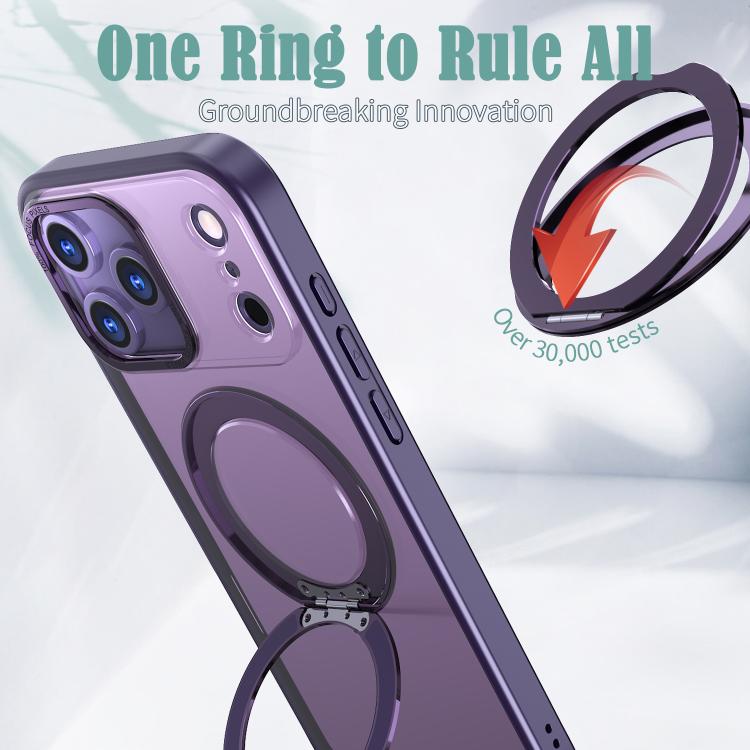 For iPhone 17 Pro Max kalebol MagSafe Metal Ring Holder Phone Case(Dark Purple) by Kalebol