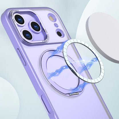 For iPhone 17 Pro kalebol MagSafe Metal Ring Holder Phone Case(Light Purple) by Kalebol