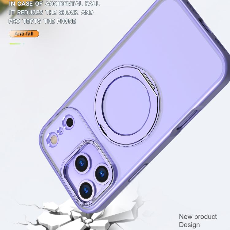 For iPhone 17 Pro kalebol MagSafe Metal Ring Holder Phone Case(Light Purple) by Kalebol