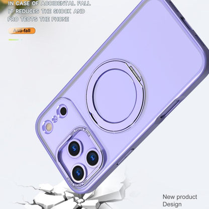For iPhone 17 Pro kalebol MagSafe Metal Ring Holder Phone Case(Light Purple) by Kalebol