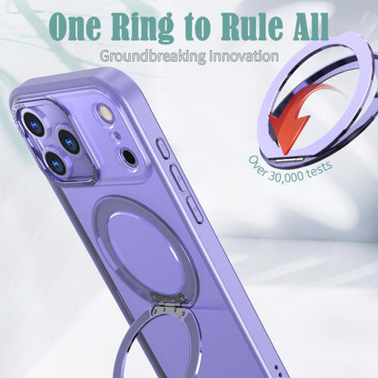 For iPhone 17 Pro kalebol MagSafe Metal Ring Holder Phone Case(Light Purple) by Kalebol