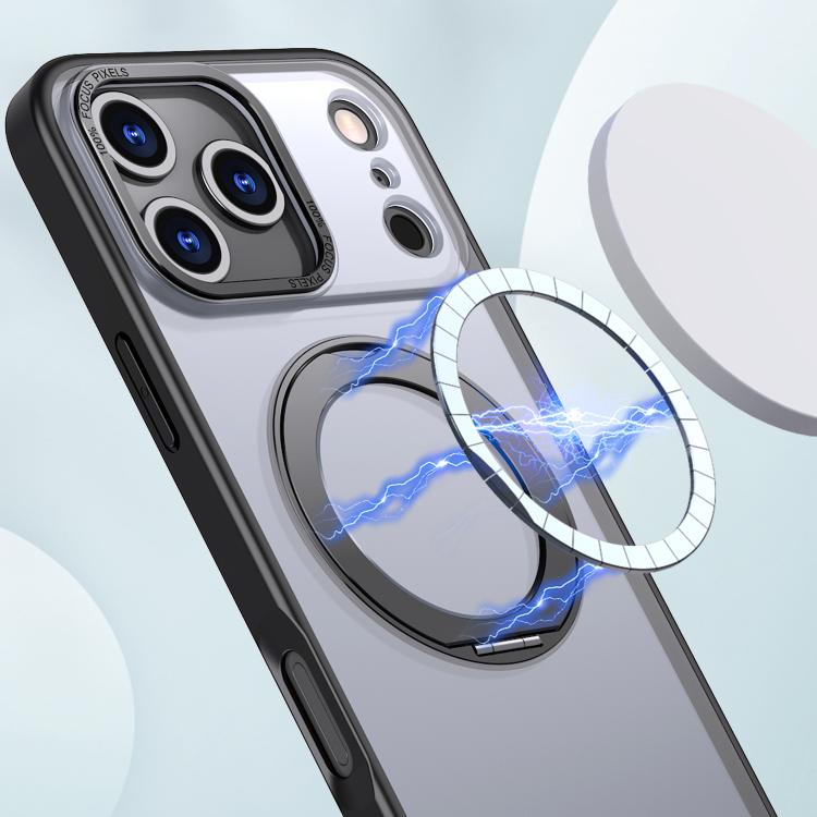 For iPhone 17 Pro kalebol MagSafe Metal Ring Holder Phone Case(Black) by Kalebol