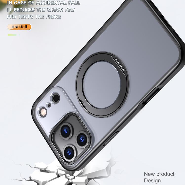 For iPhone 17 Pro kalebol MagSafe Metal Ring Holder Phone Case(Black) by Kalebol