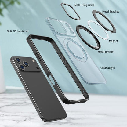 For iPhone 17 Pro kalebol MagSafe Metal Ring Holder Phone Case(Black) by Kalebol