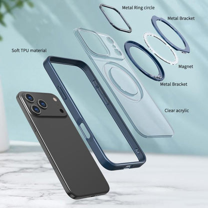 For iPhone 17 Pro kalebol MagSafe Metal Ring Holder Phone Case(Blue) by Kalebol