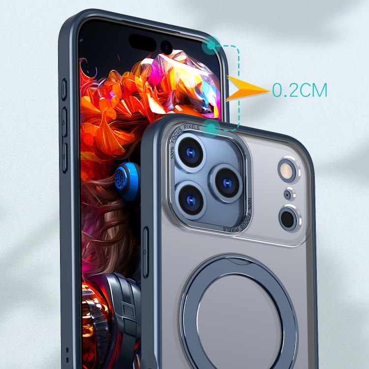 For iPhone 17 Pro kalebol MagSafe Metal Ring Holder Phone Case(Blue) by Kalebol