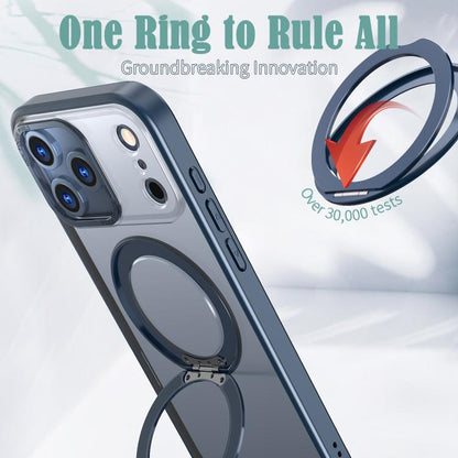 For iPhone 17 Pro kalebol MagSafe Metal Ring Holder Phone Case(Blue) by Kalebol