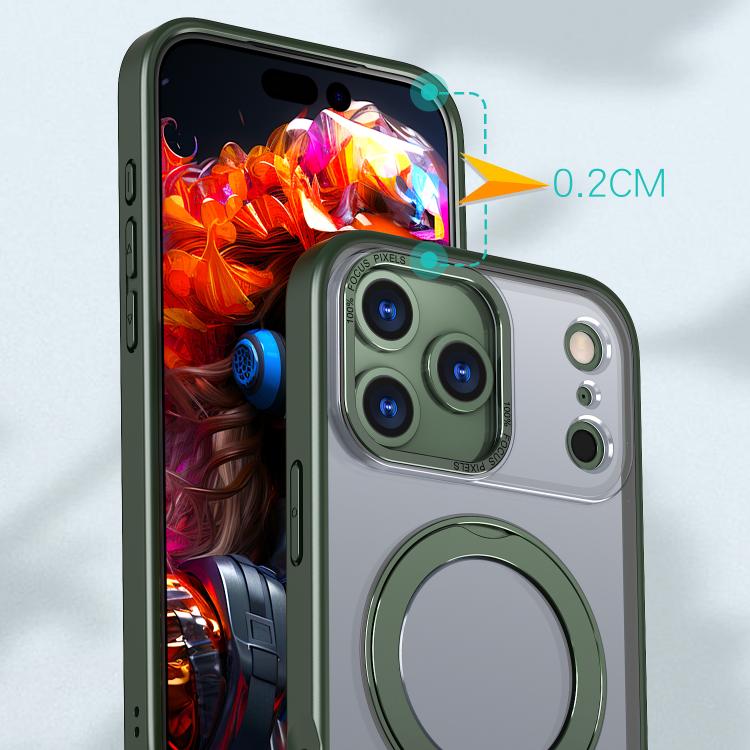 For iPhone 17 Pro kalebol MagSafe Metal Ring Holder Phone Case(Green) by Kalebol