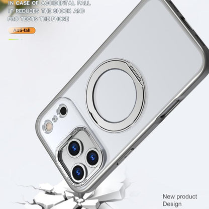 For iPhone 17 Pro kalebol MagSafe Metal Ring Holder Phone Case(Titanium Gray) by Kalebol
