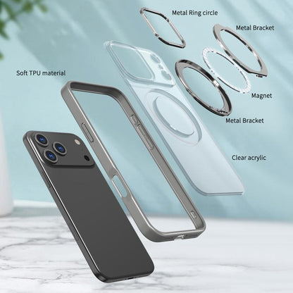 For iPhone 17 Pro kalebol MagSafe Metal Ring Holder Phone Case(Titanium Gray) by Kalebol