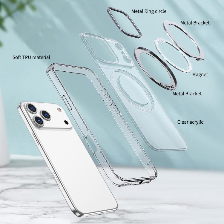For iPhone 17 Pro kalebol MagSafe Metal Ring Holder Phone Case(Transparent) by Kalebol