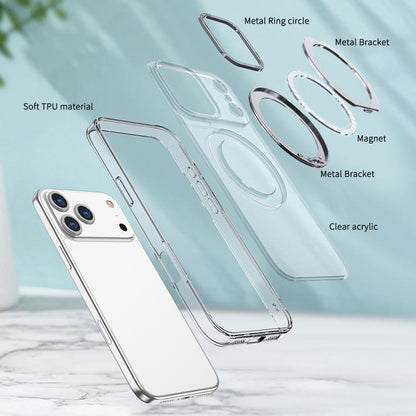 For iPhone 17 Pro kalebol MagSafe Metal Ring Holder Phone Case(Transparent) by Kalebol
