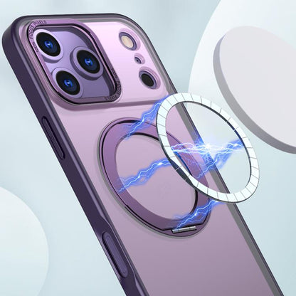 For iPhone 17 Pro kalebol MagSafe Metal Ring Holder Phone Case(Dark Purple) by Kalebol