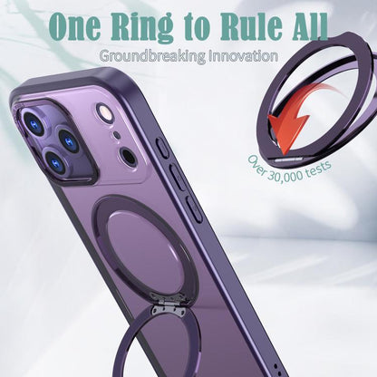 For iPhone 17 Pro kalebol MagSafe Metal Ring Holder Phone Case(Dark Purple) by Kalebol