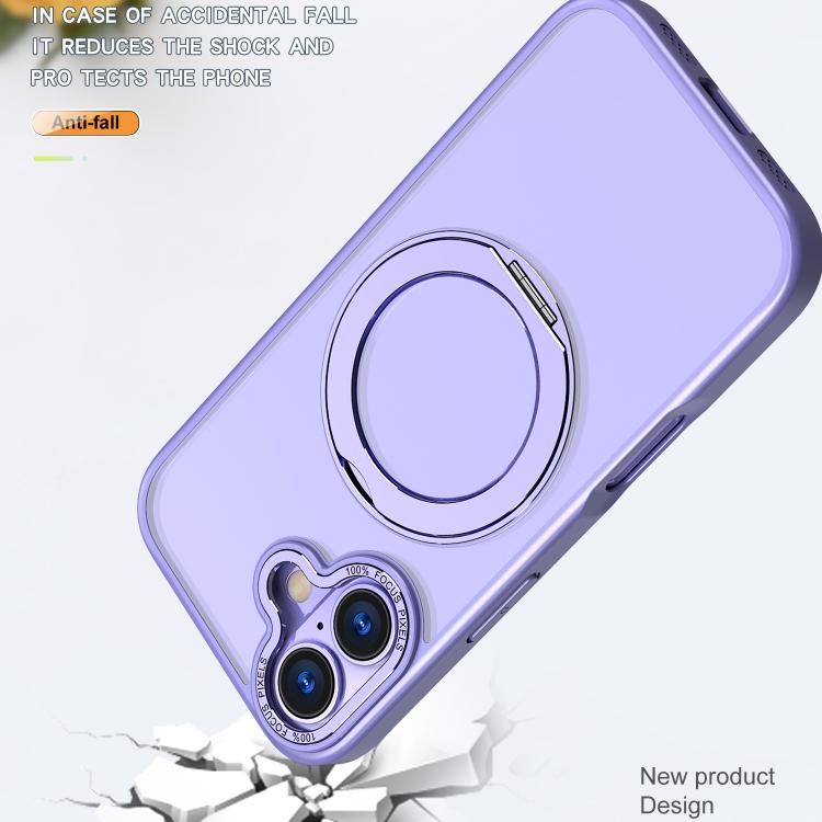 For iPhone 17 kalebol MagSafe Metal Ring Holder Phone Case(Light Purple) by Kalebol