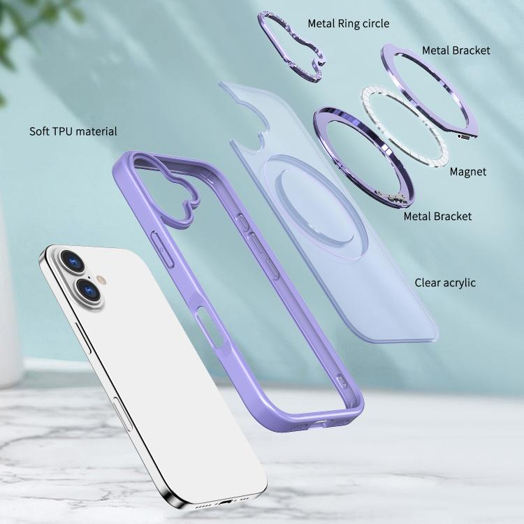 For iPhone 17 kalebol MagSafe Metal Ring Holder Phone Case(Light Purple) by Kalebol