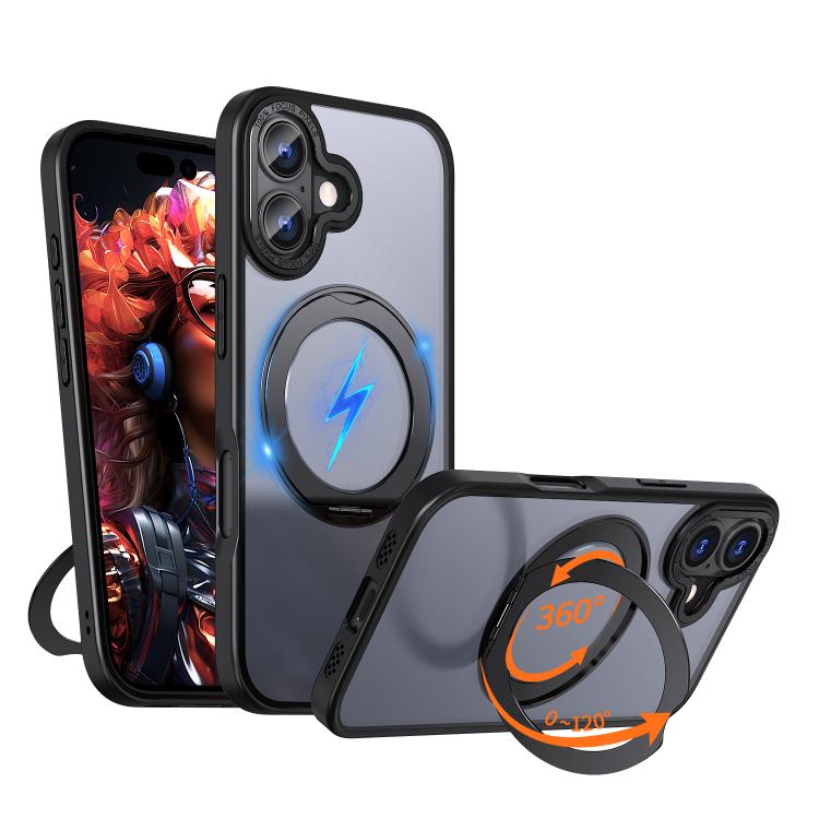 For iPhone 17 kalebol MagSafe Metal Ring Holder Phone Case(Black) by Kalebol