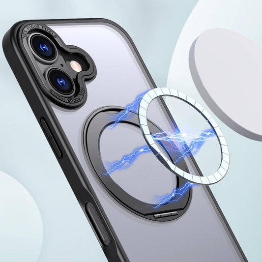 For iPhone 17 kalebol MagSafe Metal Ring Holder Phone Case(Black) by Kalebol