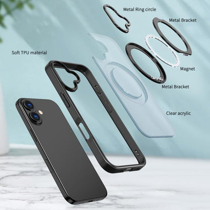 For iPhone 17 kalebol MagSafe Metal Ring Holder Phone Case(Black) by Kalebol