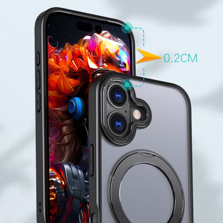 For iPhone 17 kalebol MagSafe Metal Ring Holder Phone Case(Black) by Kalebol