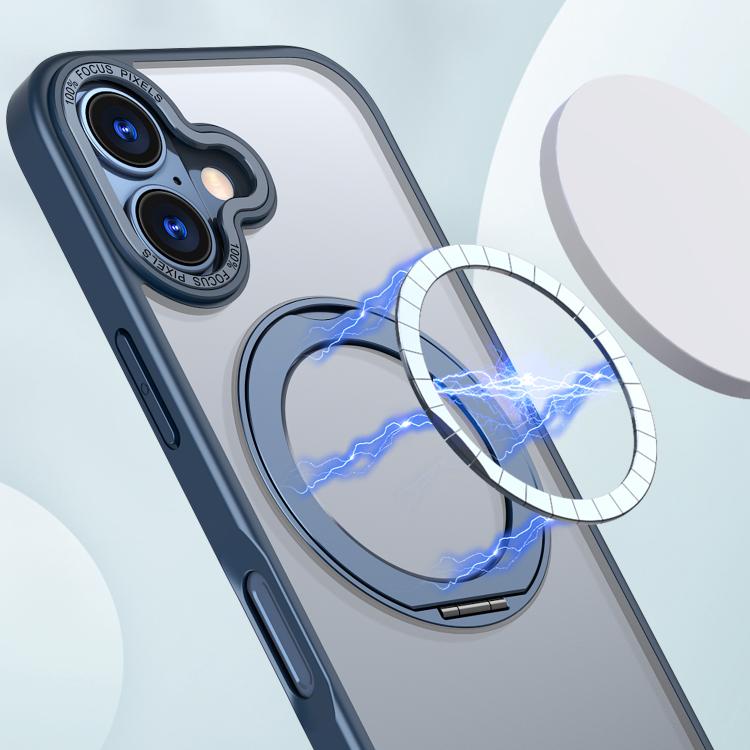 For iPhone 17 kalebol MagSafe Metal Ring Holder Phone Case(Blue) by Kalebol