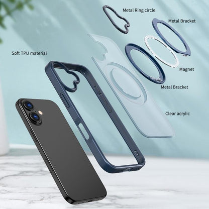 For iPhone 17 kalebol MagSafe Metal Ring Holder Phone Case(Blue) by Kalebol