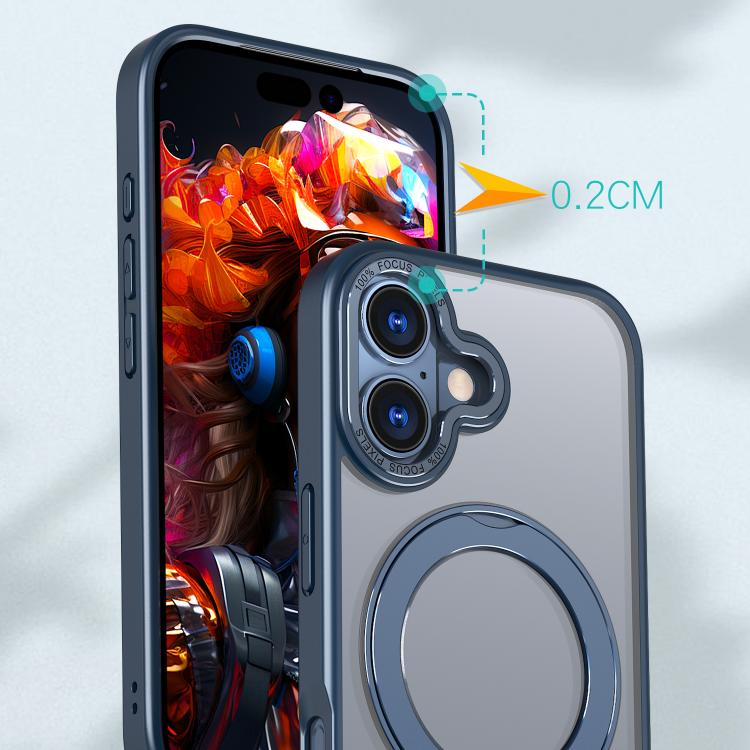 For iPhone 17 kalebol MagSafe Metal Ring Holder Phone Case(Blue) by Kalebol