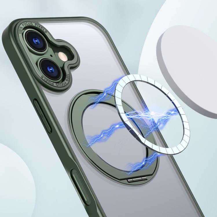 For iPhone 17 kalebol MagSafe Metal Ring Holder Phone Case(Green) by Kalebol