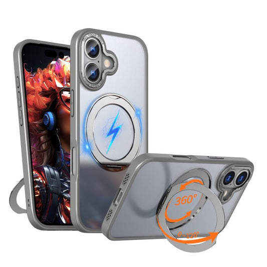 For iPhone 17 kalebol MagSafe Metal Ring Holder Phone Case(Titanium Gray) by Kalebol