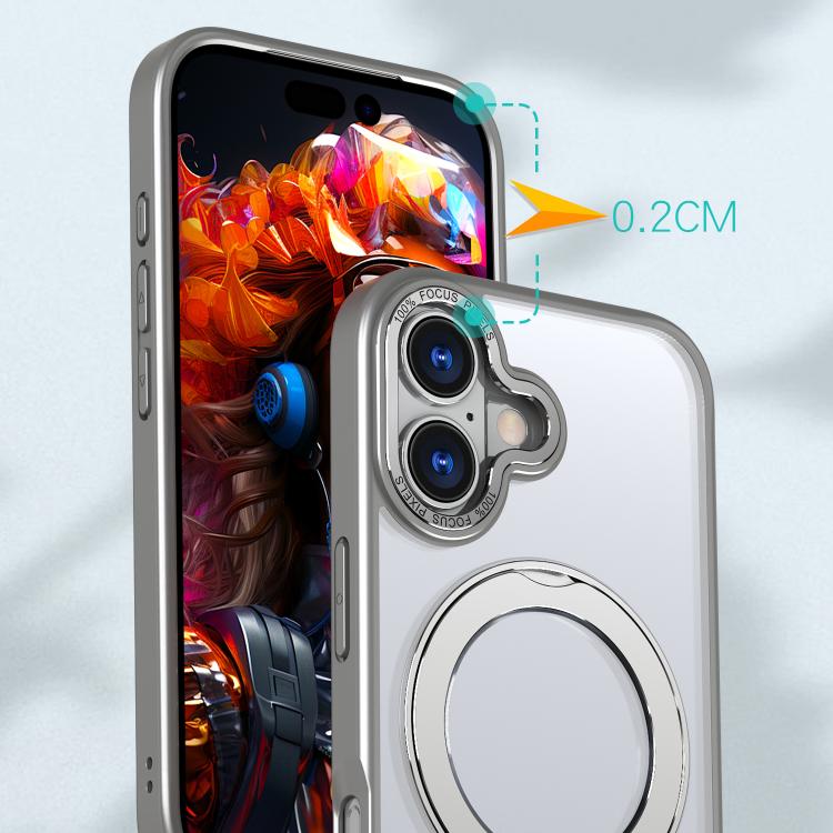 For iPhone 17 kalebol MagSafe Metal Ring Holder Phone Case(Titanium Gray) by Kalebol