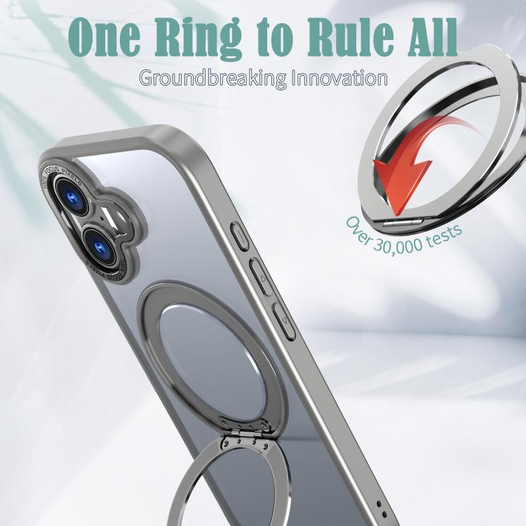 For iPhone 17 kalebol MagSafe Metal Ring Holder Phone Case(Titanium Gray) by Kalebol