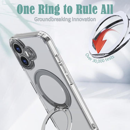 For iPhone 17 kalebol MagSafe Metal Ring Holder Phone Case(Transparent) by Kalebol