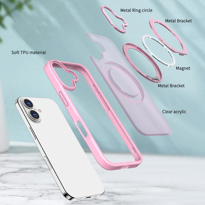 For iPhone 17 kalebol MagSafe Metal Ring Holder Phone Case(Pink) by Kalebol