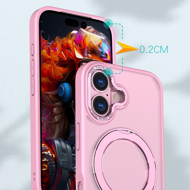 For iPhone 17 kalebol MagSafe Metal Ring Holder Phone Case(Pink) by Kalebol