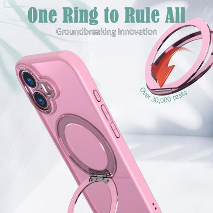 For iPhone 17 kalebol MagSafe Metal Ring Holder Phone Case(Pink) by Kalebol