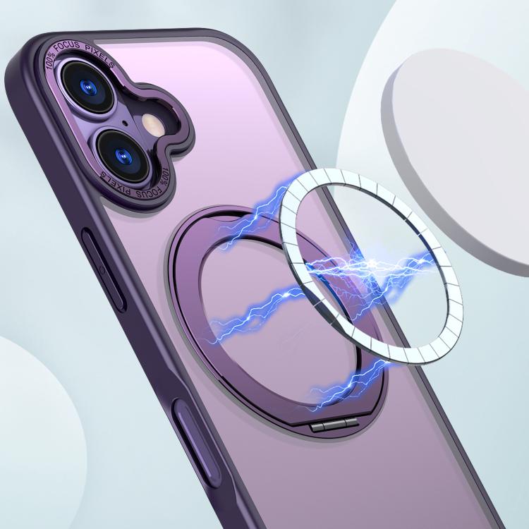 For iPhone 17 kalebol MagSafe Metal Ring Holder Phone Case(Dark Purple) by Kalebol