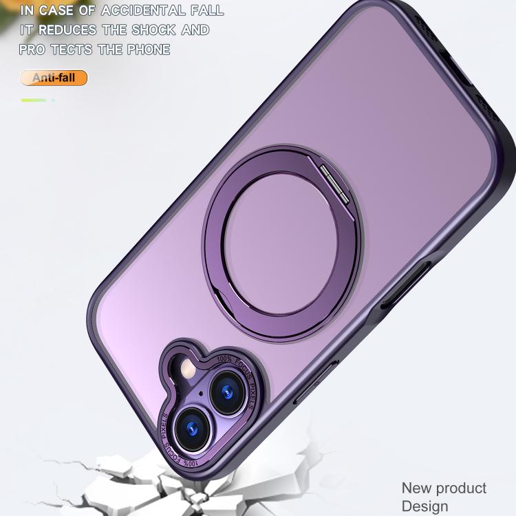 For iPhone 17 kalebol MagSafe Metal Ring Holder Phone Case(Dark Purple) by Kalebol