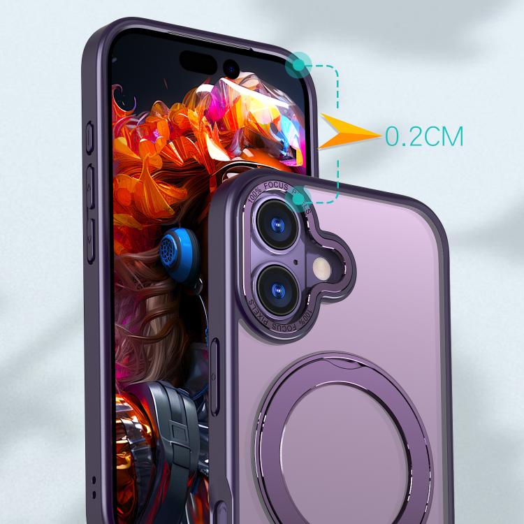 For iPhone 17 kalebol MagSafe Metal Ring Holder Phone Case(Dark Purple) by Kalebol