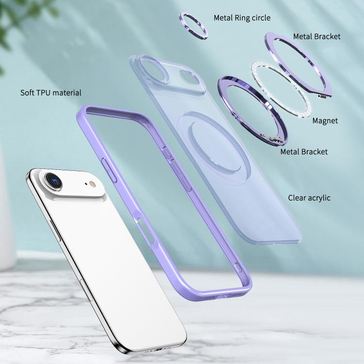 For iPhone Air kalebol MagSafe Metal Ring Holder Phone Case(Light Purple) by Kalebol