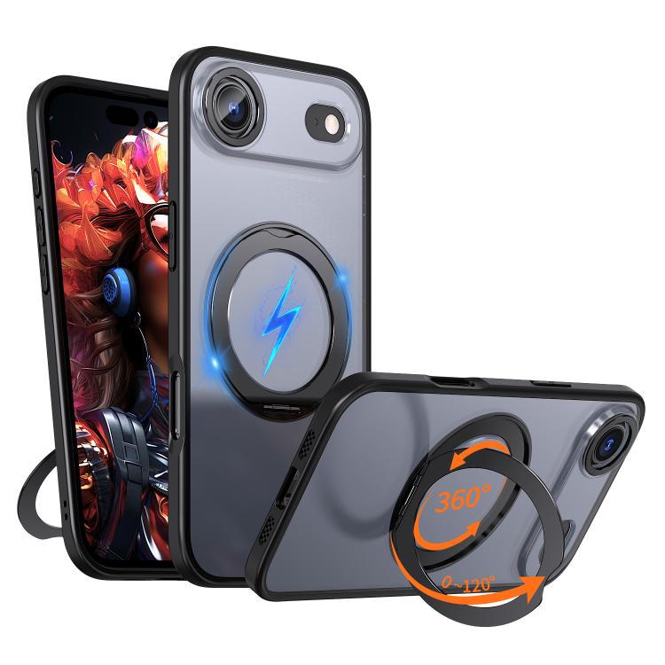 For iPhone Air kalebol MagSafe Metal Ring Holder Phone Case(Black) by Kalebol