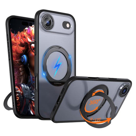 For iPhone Air kalebol MagSafe Metal Ring Holder Phone Case(Black) by Kalebol