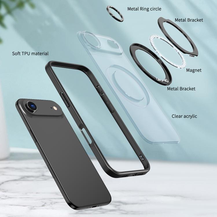 For iPhone Air kalebol MagSafe Metal Ring Holder Phone Case(Black) by Kalebol