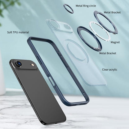 For iPhone Air kalebol MagSafe Metal Ring Holder Phone Case(Blue) by Kalebol