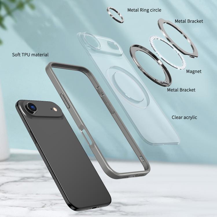 For iPhone Air kalebol MagSafe Metal Ring Holder Phone Case(Titanium Gray) by Kalebol