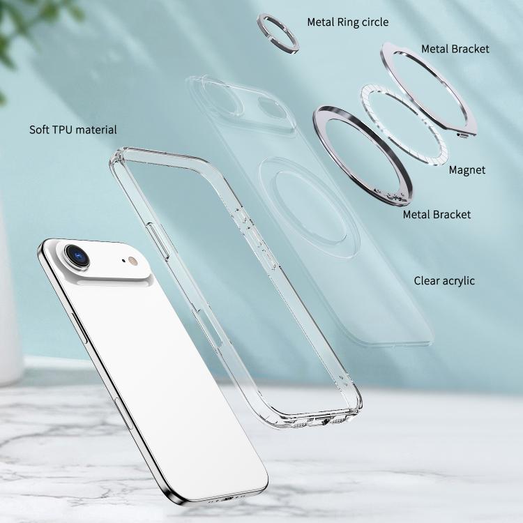 For iPhone Air kalebol MagSafe Metal Ring Holder Phone Case(Transparent) by Kalebol