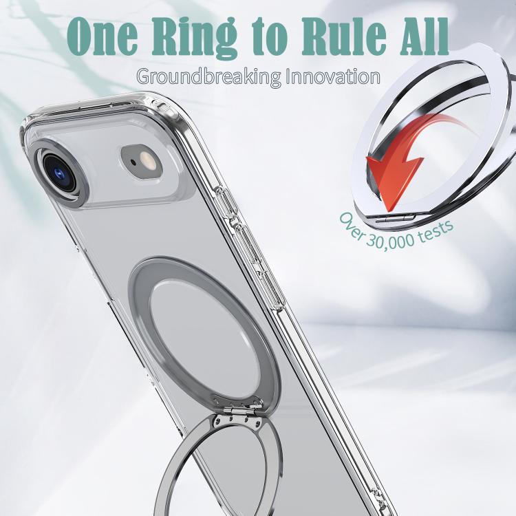 For iPhone Air kalebol MagSafe Metal Ring Holder Phone Case(Transparent) by Kalebol