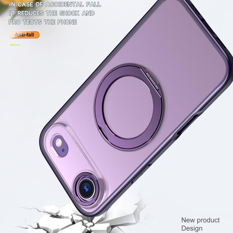 For iPhone Air kalebol MagSafe Metal Ring Holder Phone Case(Dark Purple) by Kalebol