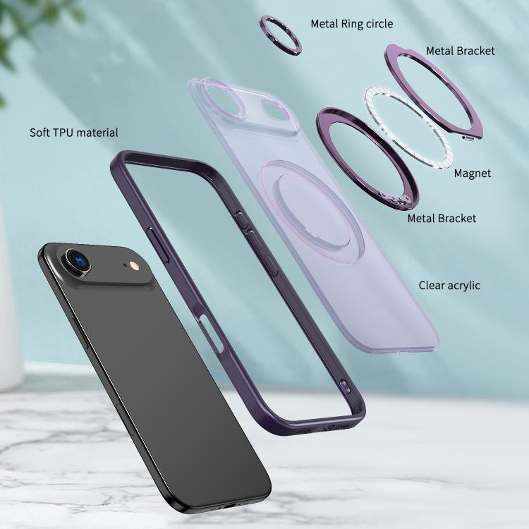 For iPhone Air kalebol MagSafe Metal Ring Holder Phone Case(Dark Purple) by Kalebol